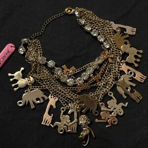 Vintage Betsy Johnson choker necklace - animals NWT